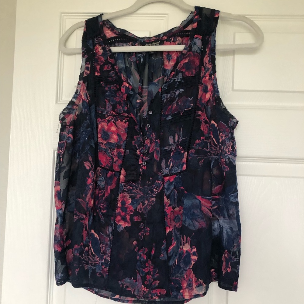 Lucky Brand Floral Blouse - Pink and Blue